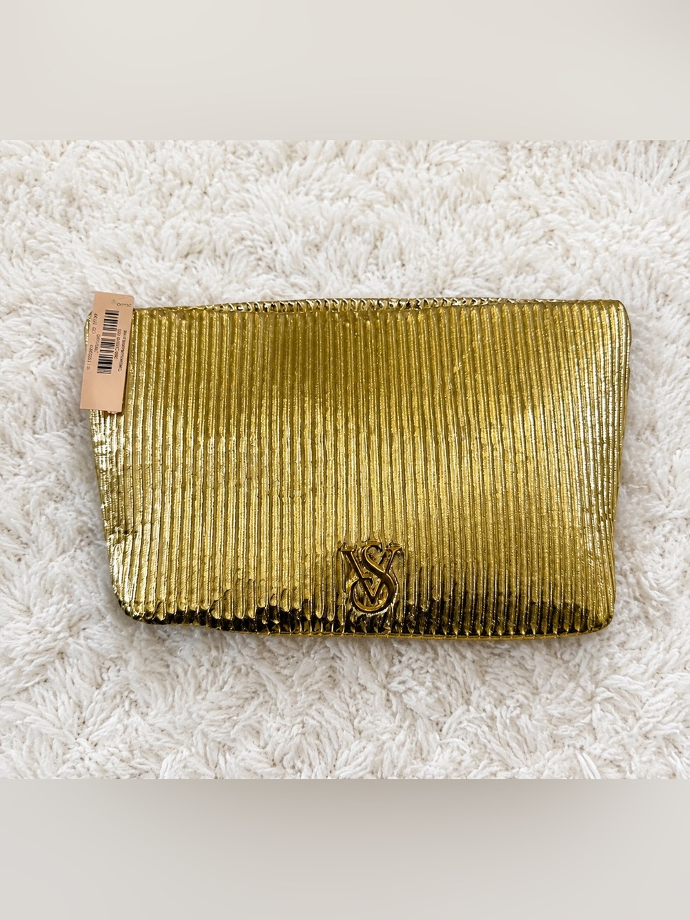Victoria’s Secret Gold Metallic Logo Clutch Bag | NWT